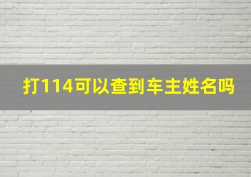 打114可以查到车主姓名吗