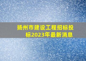 扬州市建设工程招标投标2023年最新消息