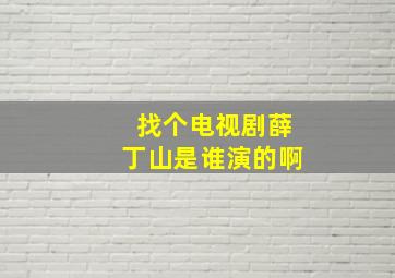 找个电视剧薛丁山是谁演的啊