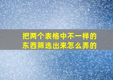 把两个表格中不一样的东西筛选出来怎么弄的