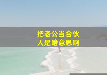 把老公当合伙人是啥意思啊