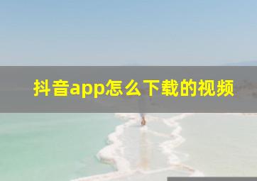 抖音app怎么下载的视频