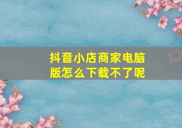 抖音小店商家电脑版怎么下载不了呢