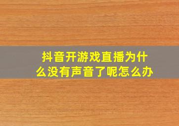 抖音开游戏直播为什么没有声音了呢怎么办