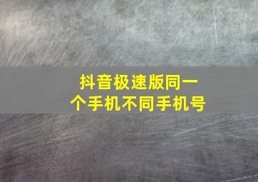 抖音极速版同一个手机不同手机号