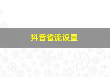 抖音省流设置