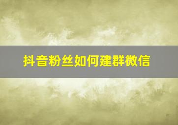 抖音粉丝如何建群微信