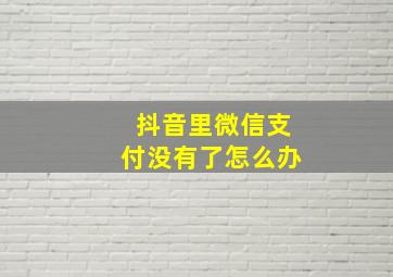 抖音里微信支付没有了怎么办