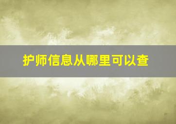 护师信息从哪里可以查