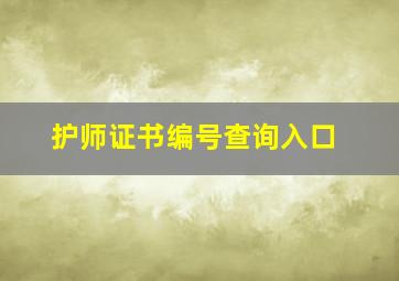 护师证书编号查询入口