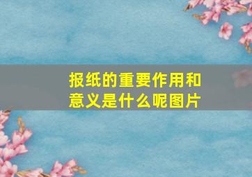 报纸的重要作用和意义是什么呢图片