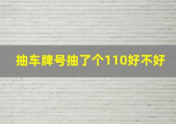 抽车牌号抽了个110好不好