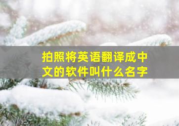 拍照将英语翻译成中文的软件叫什么名字