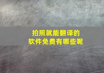 拍照就能翻译的软件免费有哪些呢