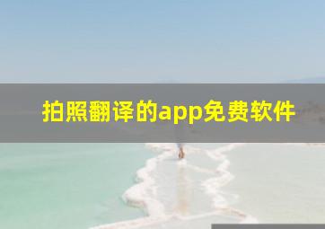 拍照翻译的app免费软件