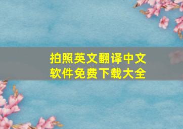 拍照英文翻译中文软件免费下载大全