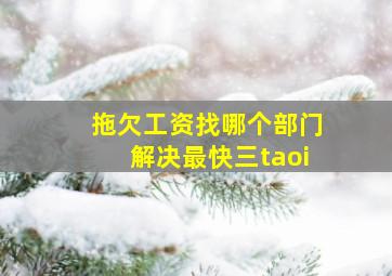 拖欠工资找哪个部门解决最快三taoi