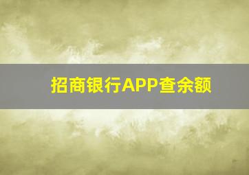 招商银行APP查余额