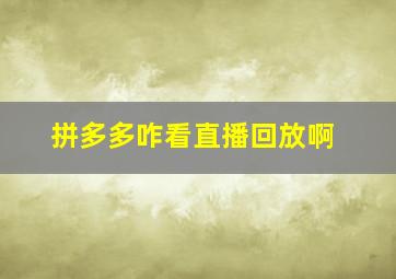 拼多多咋看直播回放啊