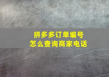 拼多多订单编号怎么查询商家电话