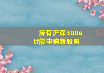 持有沪深300etf能申购新股吗