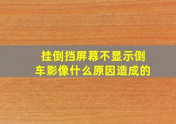 挂倒挡屏幕不显示倒车影像什么原因造成的