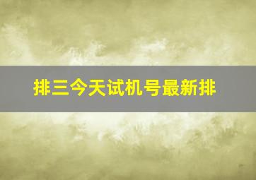 排三今天试机号最新排