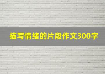 描写情绪的片段作文300字