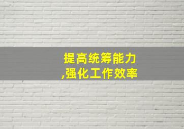 提高统筹能力,强化工作效率