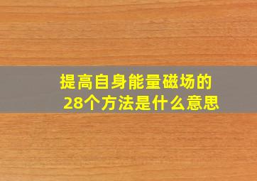 提高自身能量磁场的28个方法是什么意思