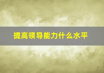 提高领导能力什么水平