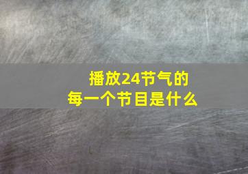 播放24节气的每一个节目是什么