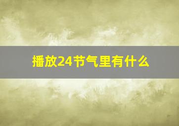 播放24节气里有什么