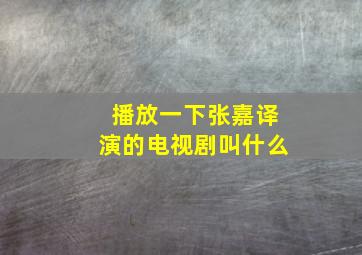 播放一下张嘉译演的电视剧叫什么