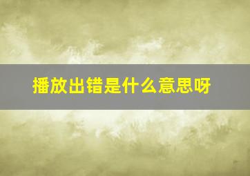 播放出错是什么意思呀