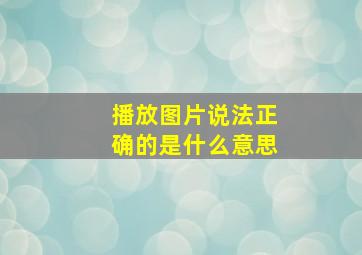 播放图片说法正确的是什么意思