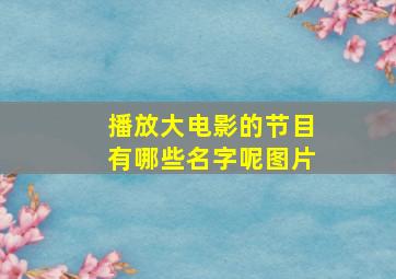 播放大电影的节目有哪些名字呢图片