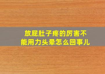 放屁肚子疼的厉害不能用力头晕怎么回事儿