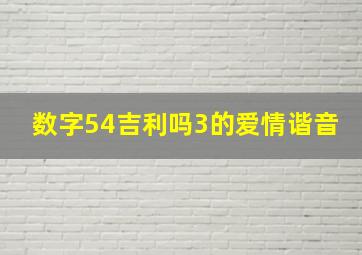 数字54吉利吗3的爱情谐音