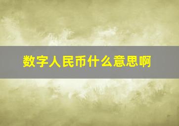 数字人民币什么意思啊