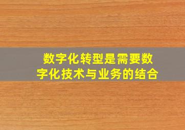 数字化转型是需要数字化技术与业务的结合