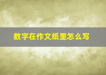 数字在作文纸里怎么写