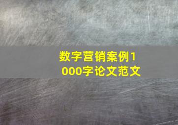 数字营销案例1000字论文范文