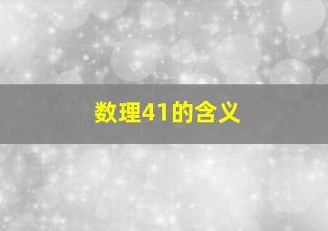 数理41的含义