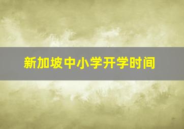 新加坡中小学开学时间