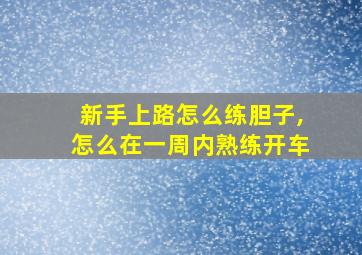 新手上路怎么练胆子,怎么在一周内熟练开车