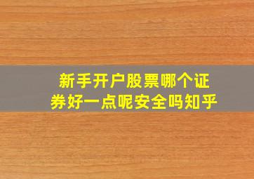 新手开户股票哪个证券好一点呢安全吗知乎