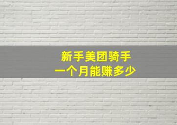 新手美团骑手一个月能赚多少