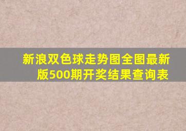 新浪双色球走势图全图最新版500期开奖结果查询表