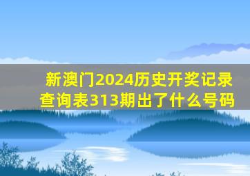 新澳门2024历史开奖记录查询表313期出了什么号码